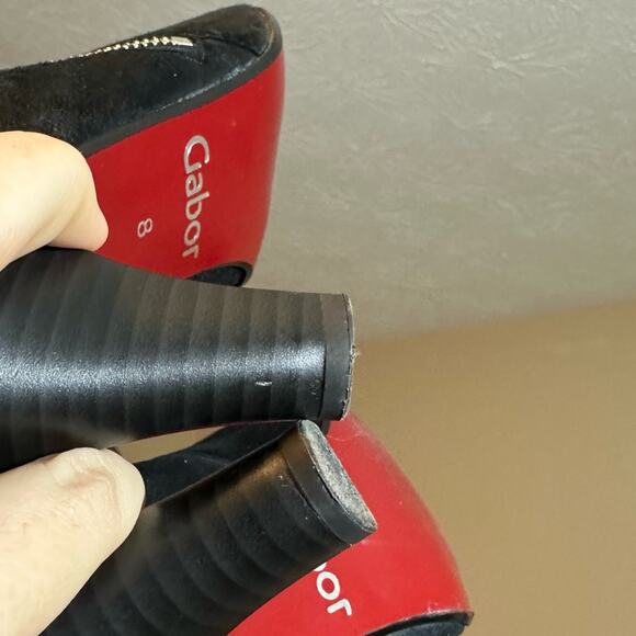 2/$25 Gabor Booties Black Suede Godiva High Cut Court Boots Heels Zipper Fall 8 - Picture 8 of 10